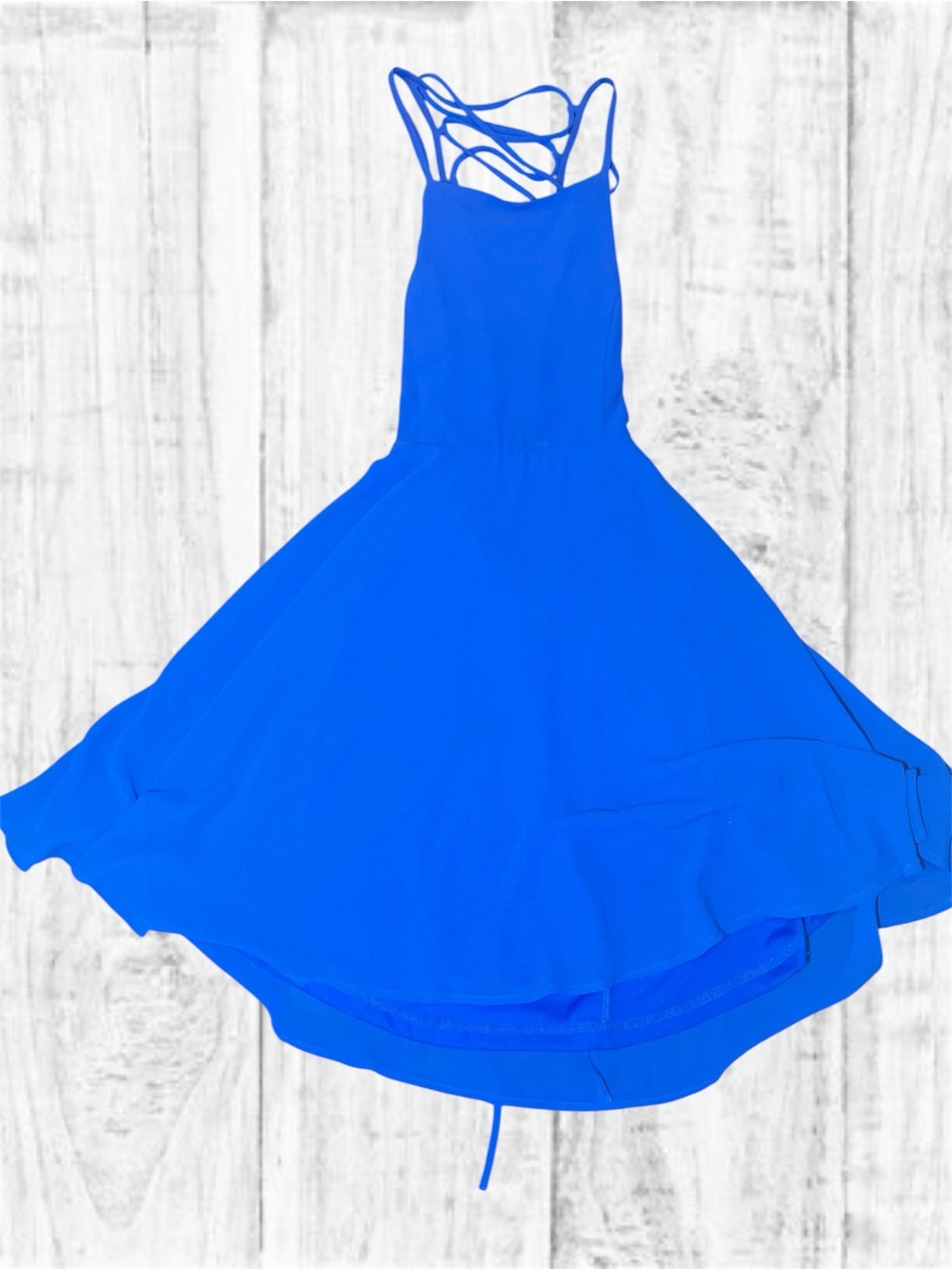 Lulu’s Blue Lace Up Back Skater Mini Dress S Strappy Fit & Flare
